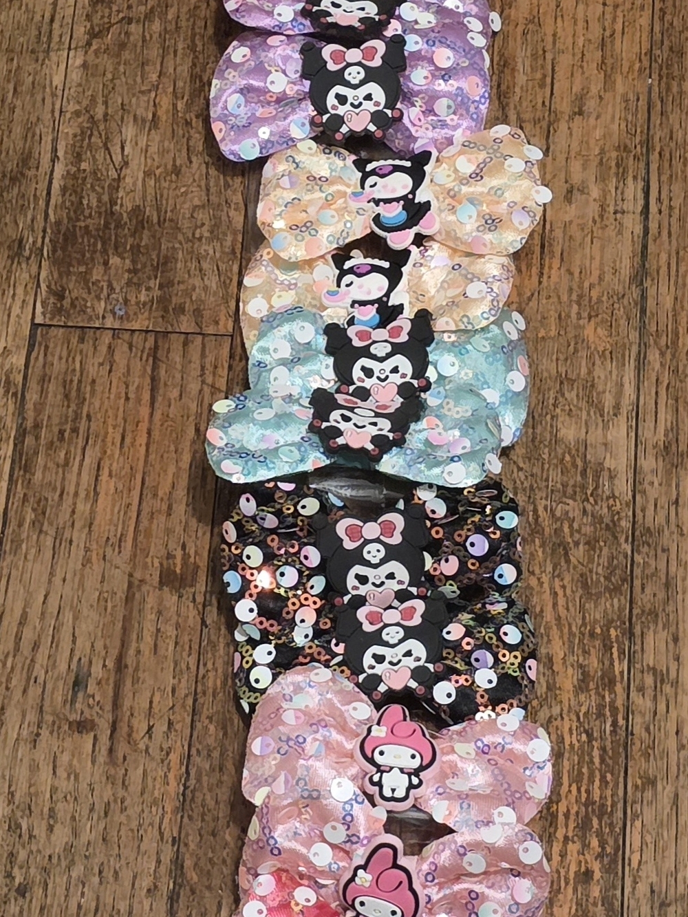 Sanrio Sequin Character Hair Bows - Pink, Purple, Blue, Cream, Black